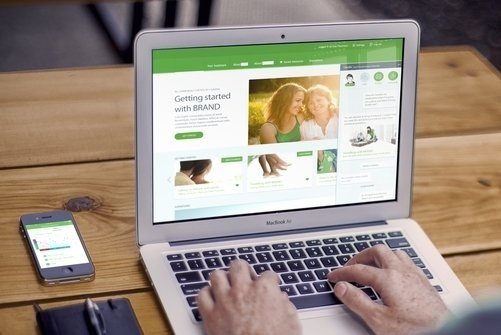 Lilly digital health platform showing laptop and mobile interfaces for patient health coaching